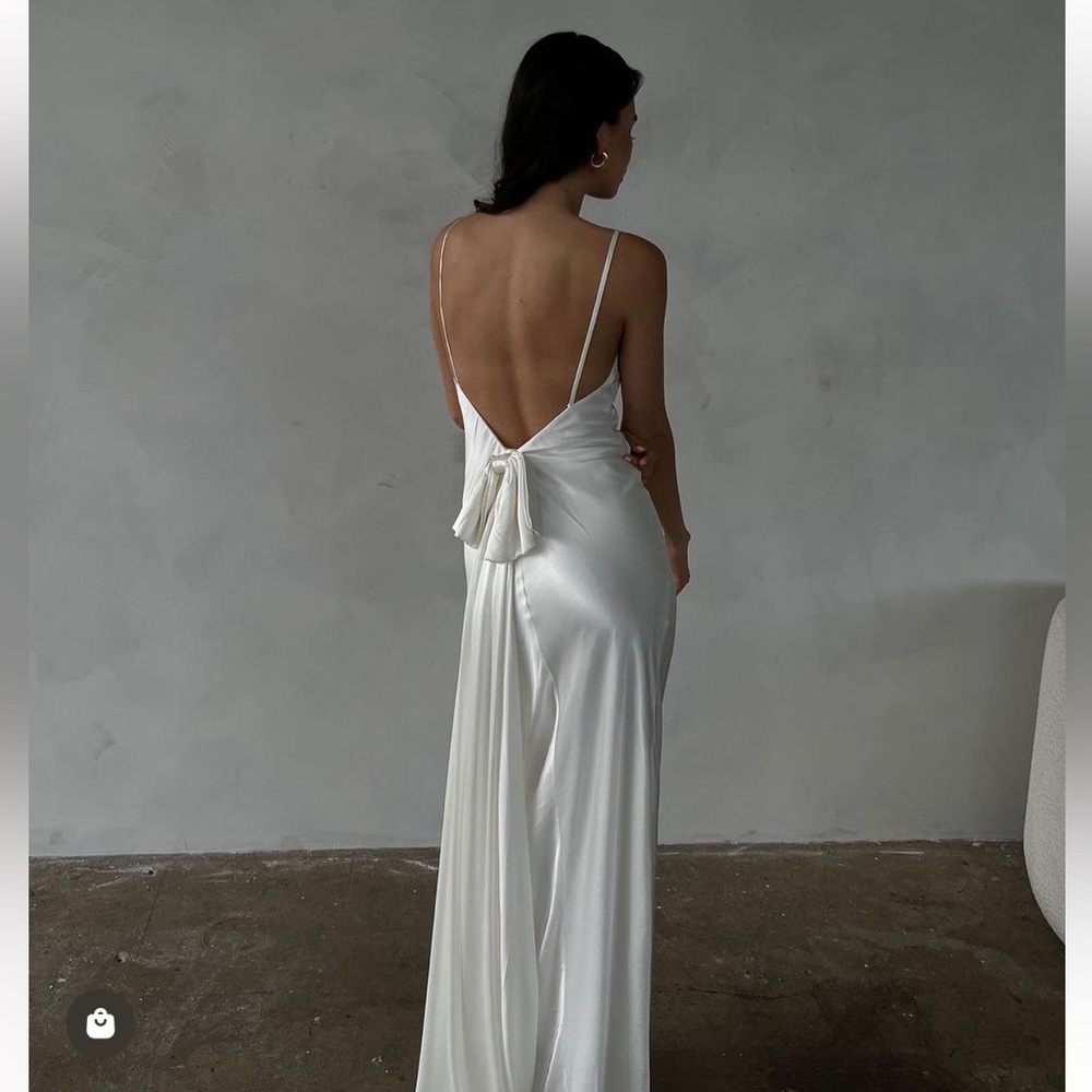 Meshki white maxi satin dress